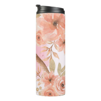 Creëer Uw eigen perzik Rozen Bloemen Thermosbeker