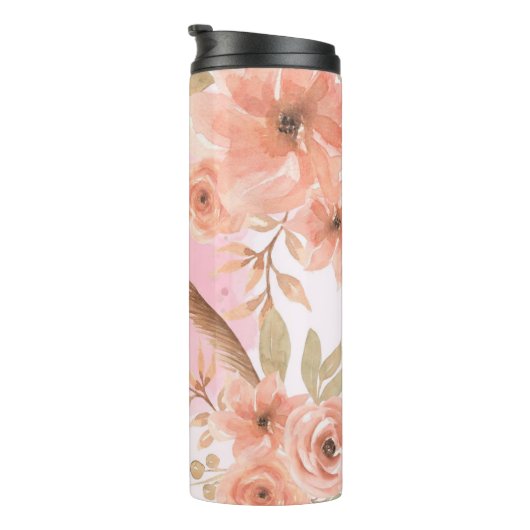 Creëer Uw eigen perzik Rozen Bloemen Thermosbeker (Geroteerd rechts)