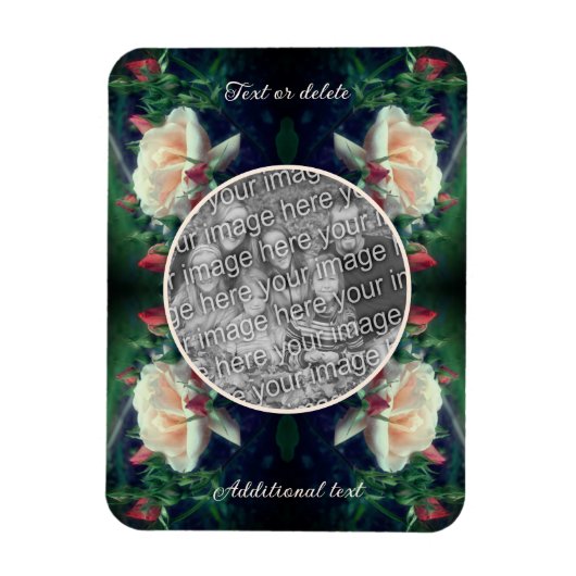 Creëer Uw eigen Photo Peach Roos en Buds Lijst Magneet (Verticaal)