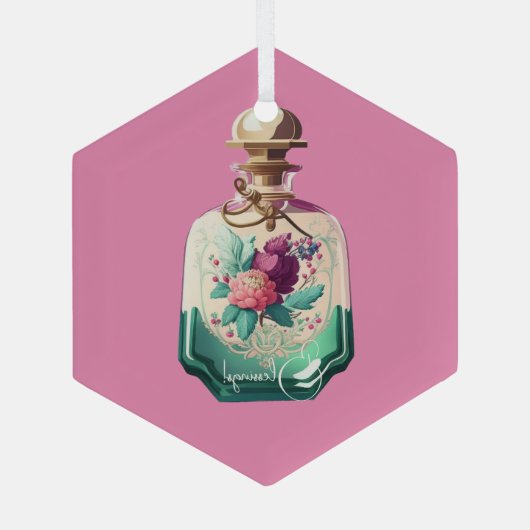 Creëer Uw eigen  Pioenenparfumfles Glas Ornament (Achterkant)