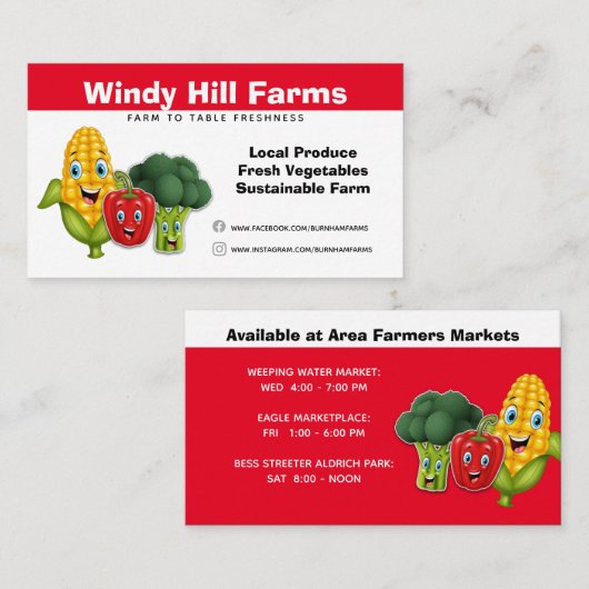 Creëer uw eigen plantaardige Boerderij Visitekaartje (Voorkant / Achterkant)