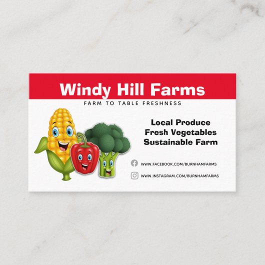 Creëer uw eigen plantaardige Boerderij Visitekaartje (Voorkant)