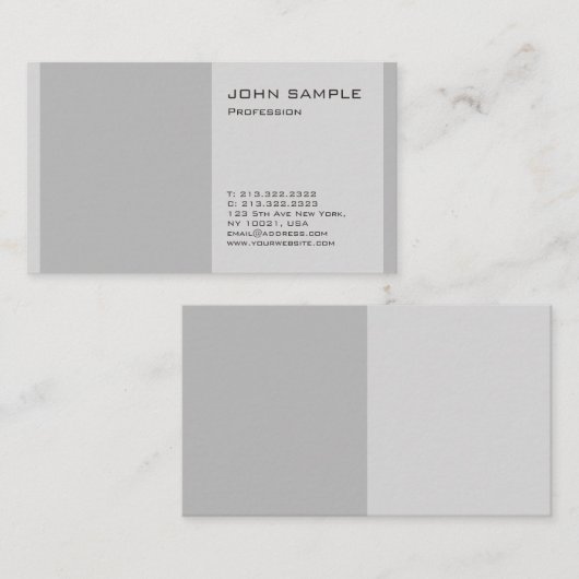 Creëer Uw eigen plein Modern Professional Grey Visitekaartje (Voorkant / Achterkant)