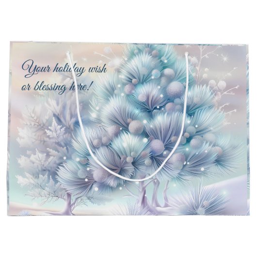 Creëer Uw eigen pluizige roze en blauwe kerstbomen Groot Cadeauzakje (Achterkant)