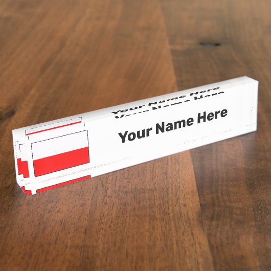 Creëer Uw eigen Poolse vlag Bord Naambordje (Zijkant)