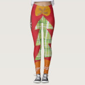 Creëer uw eigen prachtige kerstboomontwerp leggings (Voorkant)