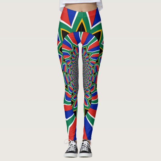 Creëer uw eigen prachtige Zuid-Afrikaanse vlaggenk Leggings (Voorkant)
