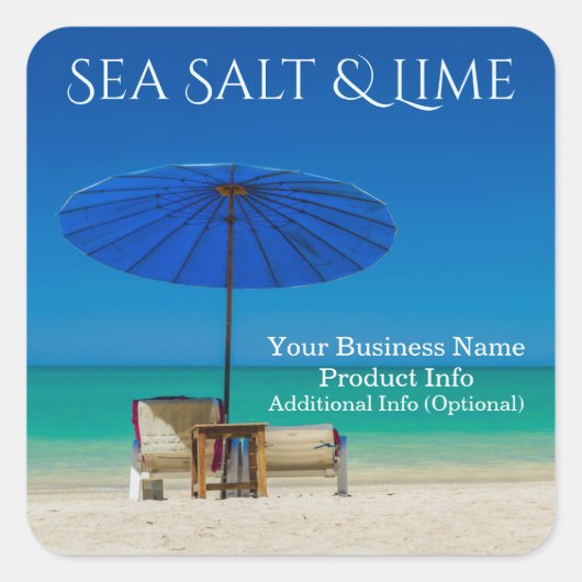 Creëer Uw eigen productlabels Beach Theme Vierkante Sticker (Voorkant)