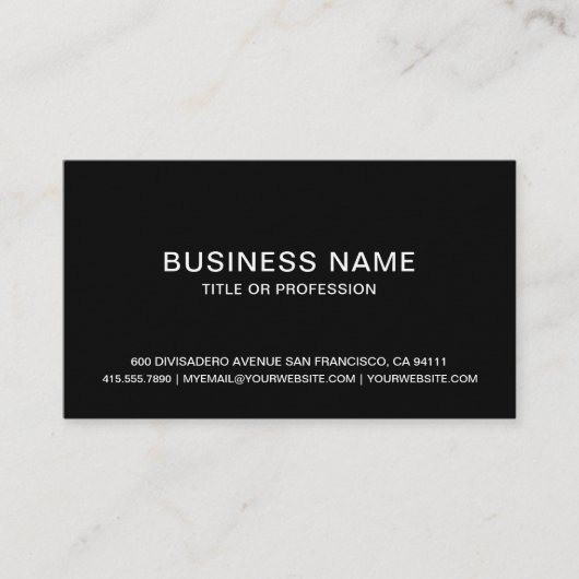 Creëer uw eigen professionele eenvoudig zwart visitekaartje (Voorkant)