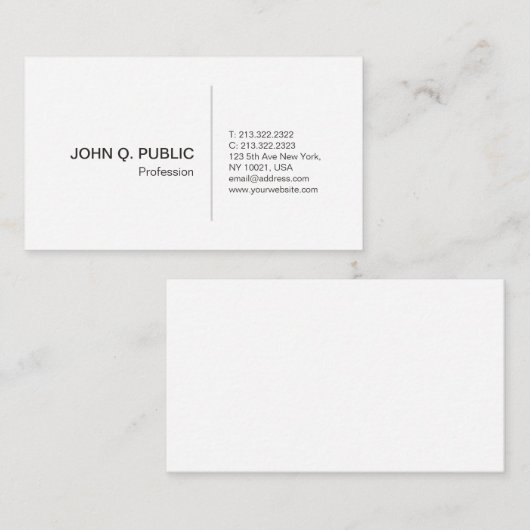 Creëer Uw eigen professionele, elegante, witte sti Visitekaartje (Voorkant / Achterkant)