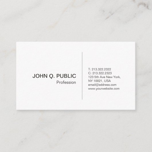 Creëer Uw eigen professionele, elegante, witte sti Visitekaartje (Voorkant)