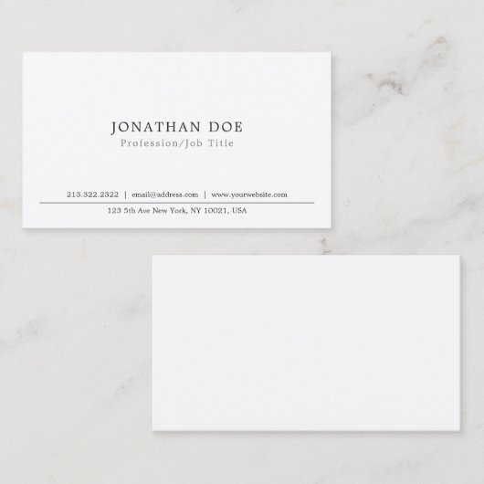 Creëer Uw eigen professionele klassieker Elegant S Visitekaartje (Voorkant / Achterkant)