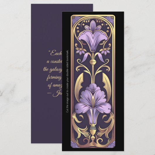 Creëer Uw eigen Purple Flowers Art Deco Bladwijzer (Voorkant / Achterkant)