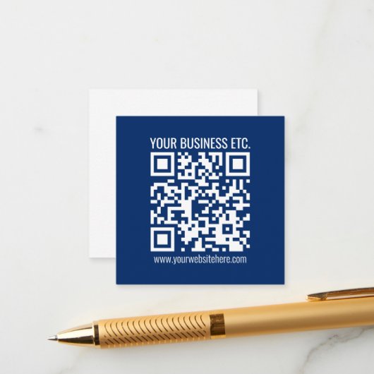 Creëer uw eigen QR-code | Blauw Informatiekaartje (Voorkant / Achterkant in situ)