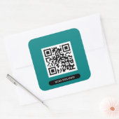 Creëer uw eigen QR-code Blauwgroen kleurrijke chic Vierkante Sticker (Envelop)