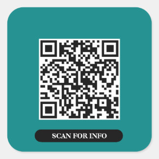 Creëer uw eigen QR-code Blauwgroen kleurrijke chic Vierkante Sticker