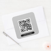 Creëer uw eigen QR Code Professional Silver Grey Vierkante Sticker (Envelop)