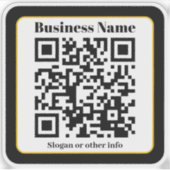 Creëer Uw eigen QR-code | Zwart Goud Transparant Sticker (Voorkant)