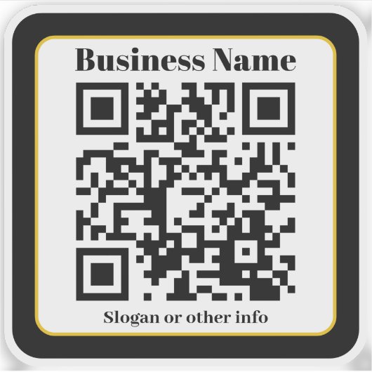 Creëer Uw eigen QR-code | Zwart Goud Transparant Sticker (Voorkant)