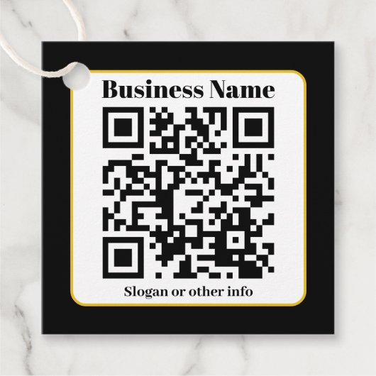 Creëer Uw eigen QR-code | Zwart Wit Gouden Rand Bedankjes Labels (Voorkant)