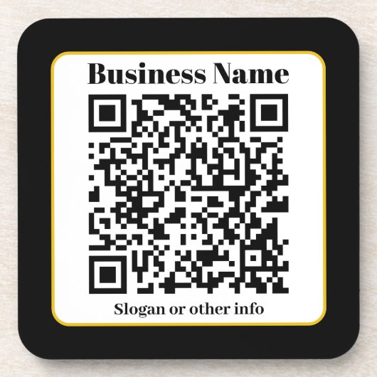 Creëer Uw eigen QR-code | Zwart Wit Gouden Rand Bier Onderzetter (Voorkant)