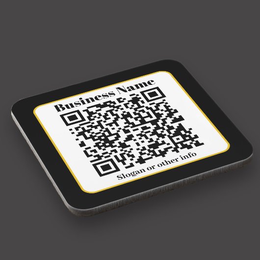 Creëer Uw eigen QR-code | Zwart Wit Gouden Rand Bier Onderzetter