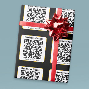 Creëer Uw eigen QR-code   Zwart Wit Gouden Rand Cadeaupapier