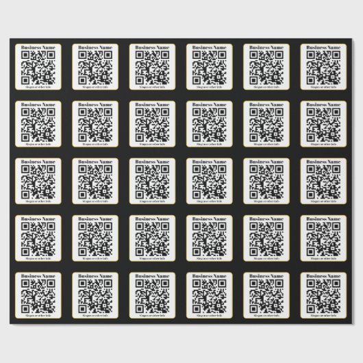 Creëer Uw eigen QR-code | Zwart Wit Gouden Rand Cadeaupapier (Vlak)