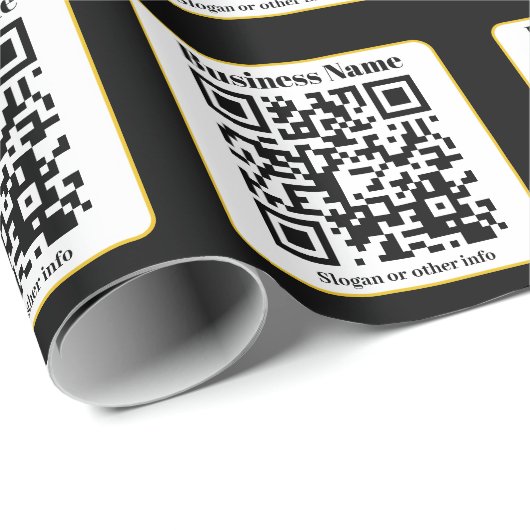 Creëer Uw eigen QR-code | Zwart Wit Gouden Rand Cadeaupapier (Rol Hoek)