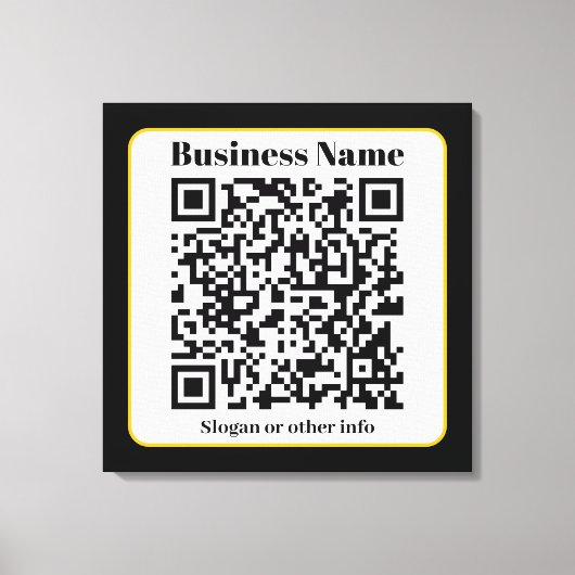 Creëer Uw eigen QR-code | Zwart Wit Gouden Rand Canvas Afdruk (Voorkant)