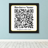 Creëer Uw eigen QR-code | Zwart Wit Gouden Rand Canvas Afdruk (Insitu (Houten vloer))