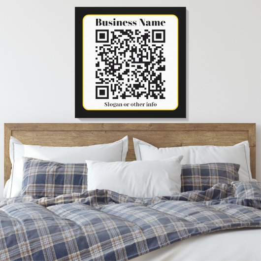 Creëer Uw eigen QR-code | Zwart Wit Gouden Rand Canvas Afdruk (Insitu (Slaapkamer))