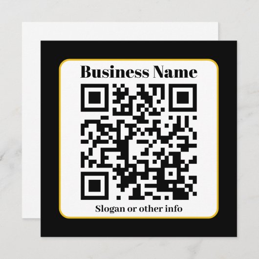 Creëer Uw eigen QR-code | Zwart Wit Gouden Rand Feestdagenkaart (Voorkant / Achterkant)