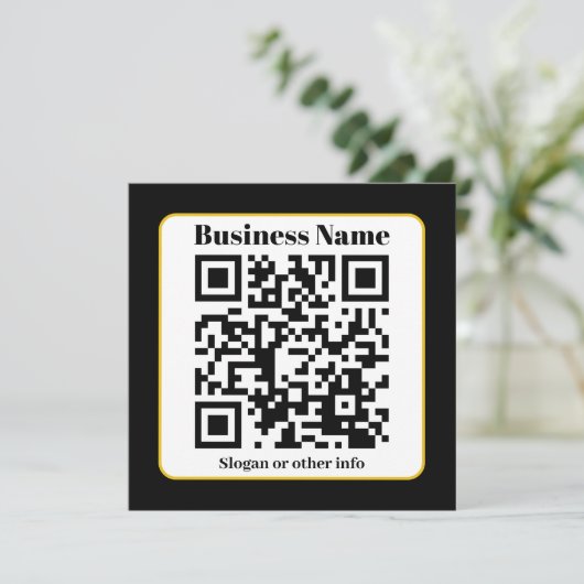 Creëer Uw eigen QR-code | Zwart Wit Gouden Rand Feestdagenkaart (Staand voorkant)