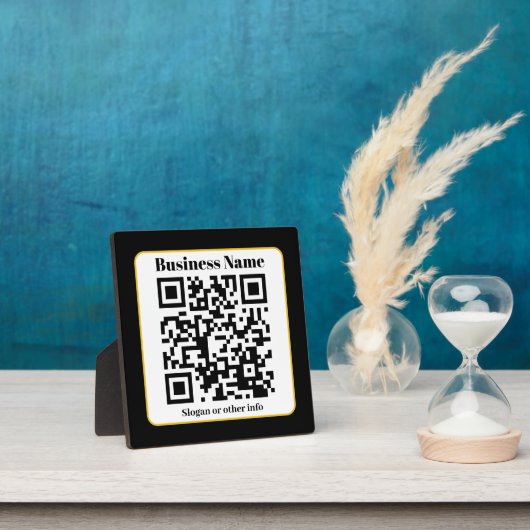 Creëer Uw eigen QR-code | Zwart Wit Gouden Rand Fotoplaat (Insitu)
