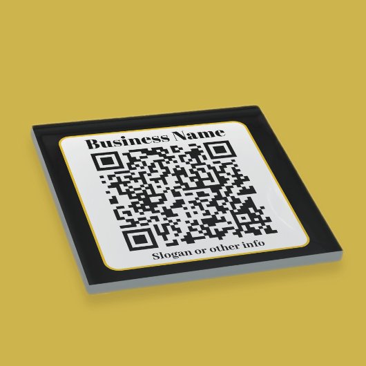 Creëer Uw eigen QR-code | Zwart Wit Gouden Rand Glazen Onderzetter