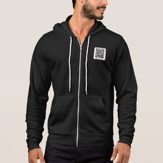Creëer Uw eigen QR-code | Zwart Wit Gouden Rand Hoodie (Voorkant)