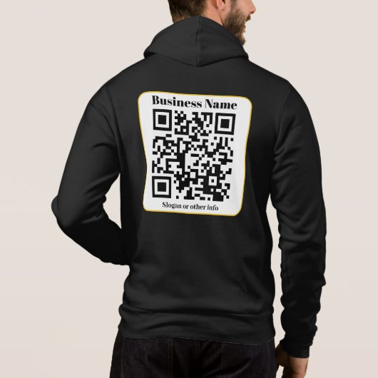 Creëer Uw eigen QR-code | Zwart Wit Gouden Rand Hoodie (Achterkant)