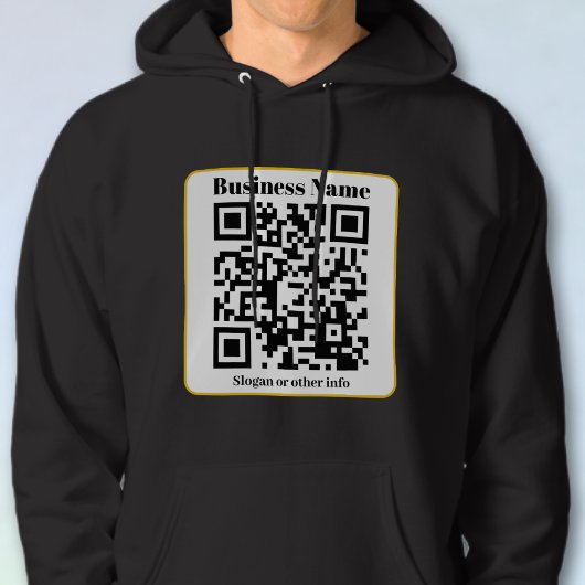 Creëer Uw eigen QR-code | Zwart Wit Gouden Rand Hoodie