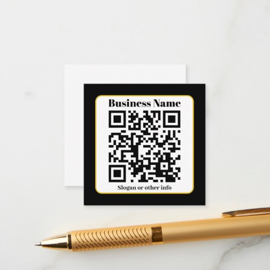 Creëer Uw eigen QR-code | Zwart Wit Gouden Rand Informatiekaartje (Voorkant / Achterkant in situ)
