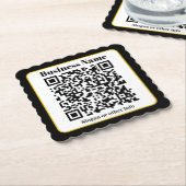 Creëer Uw eigen QR-code | Zwart Wit Gouden Rand Kartonnen Onderzetters (Gebogen)