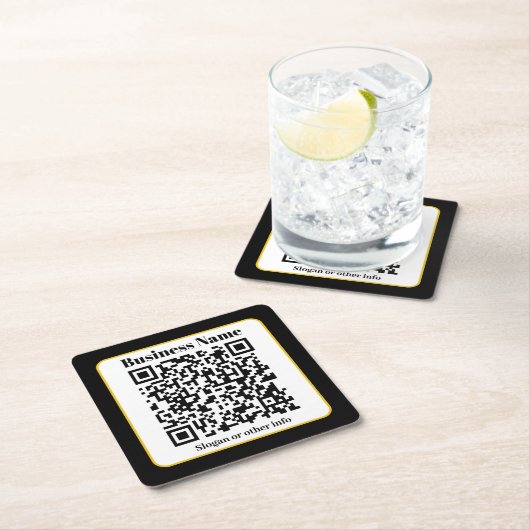 Creëer Uw eigen QR-code | Zwart Wit Gouden Rand Kartonnen Onderzetters (Insitu)