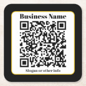 Creëer Uw eigen QR-code | Zwart Wit Gouden Rand Kartonnen Onderzetters (Voorkant)