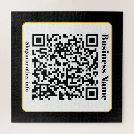 Creëer Uw eigen QR-code | Zwart Wit Gouden Rand Legpuzzel (Horizontaal)