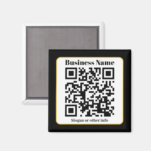 Creëer Uw eigen QR-code | Zwart Wit Gouden Rand Magneet (Voorkant / Achterkant)