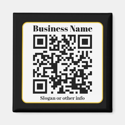 Creëer Uw eigen QR-code | Zwart Wit Gouden Rand Magneet (Voorkant)