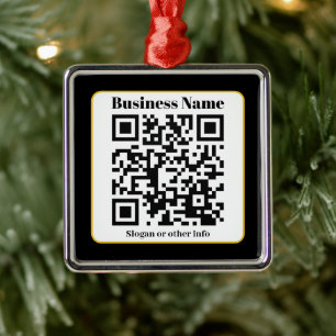 Creëer Uw eigen QR-code   Zwart Wit Gouden Rand Metalen Ornament