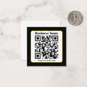 Creëer Uw eigen QR-code | Zwart Wit Gouden Rand Notitiekaartje (Voorkant / Achterkant in situ)
