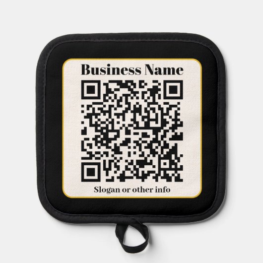 Creëer Uw eigen QR-code | Zwart Wit Gouden Rand Pannenlap (Voorkant)