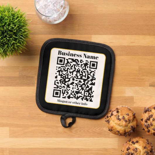 Creëer Uw eigen QR-code | Zwart Wit Gouden Rand Pannenlap (Top down)